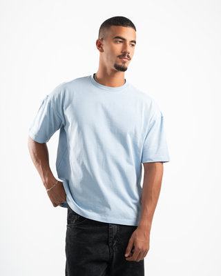 Men Baby Blue Short Sleeve T-shirt