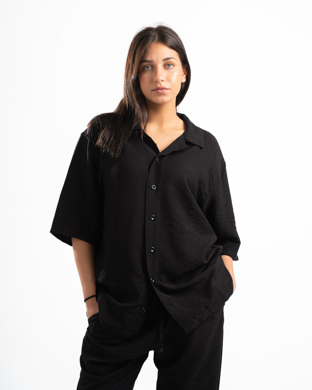 Women Black Linen Shirt