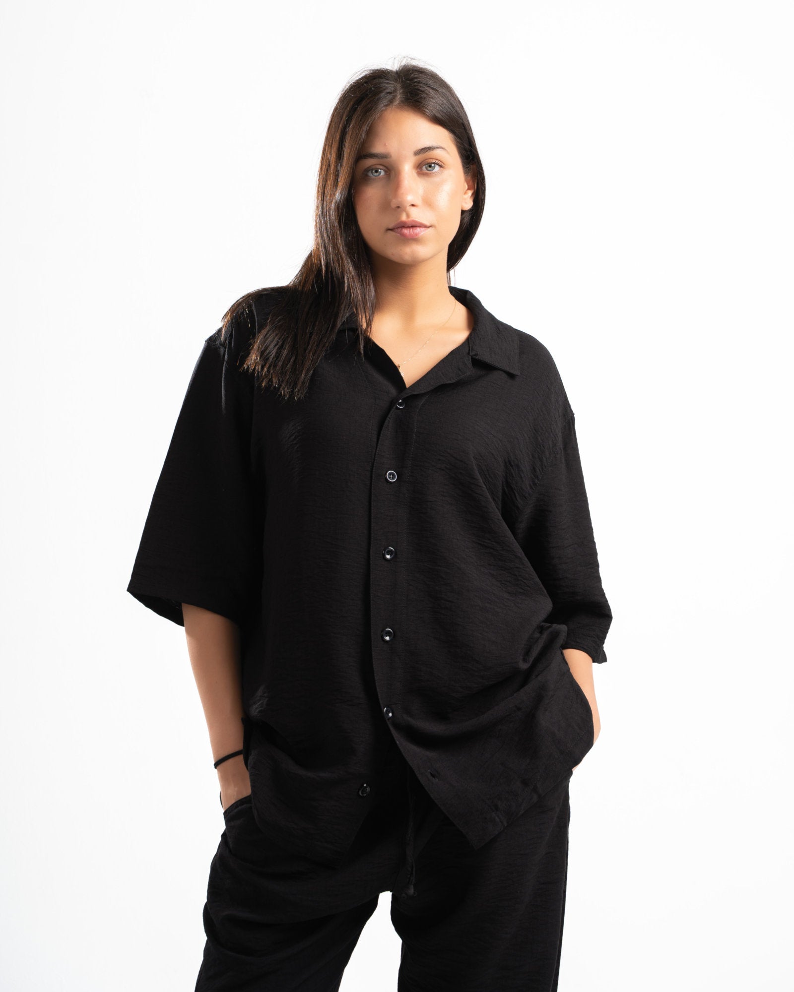 Women Black Linen Shirt