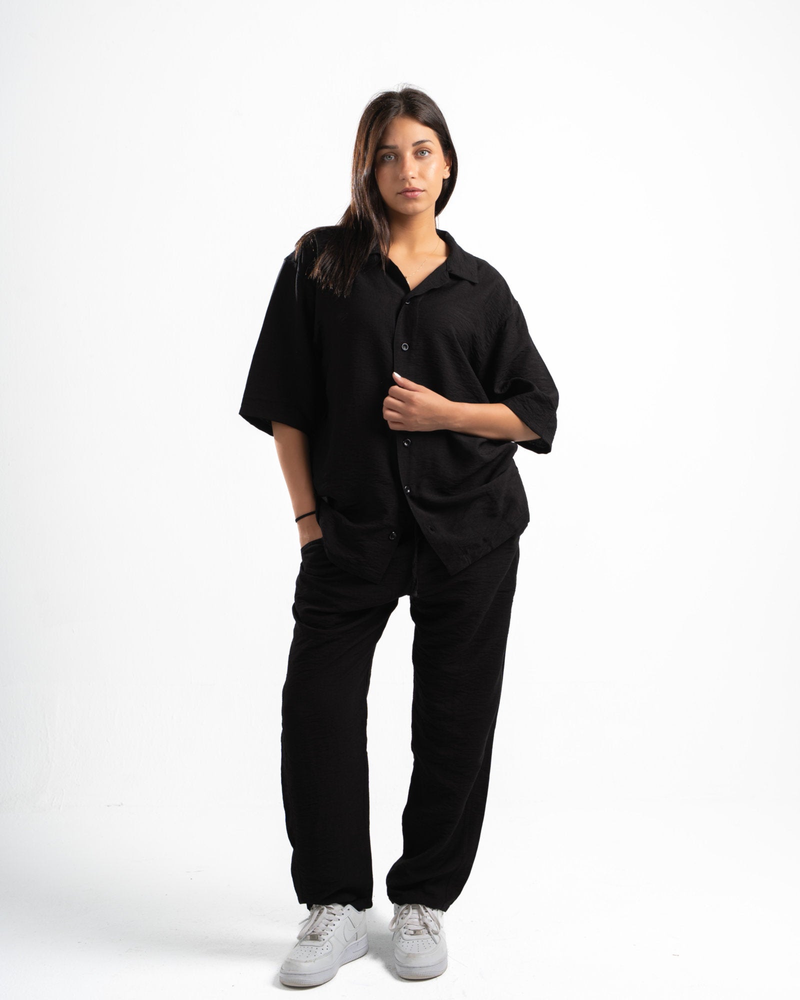 Women Black Linen Pants