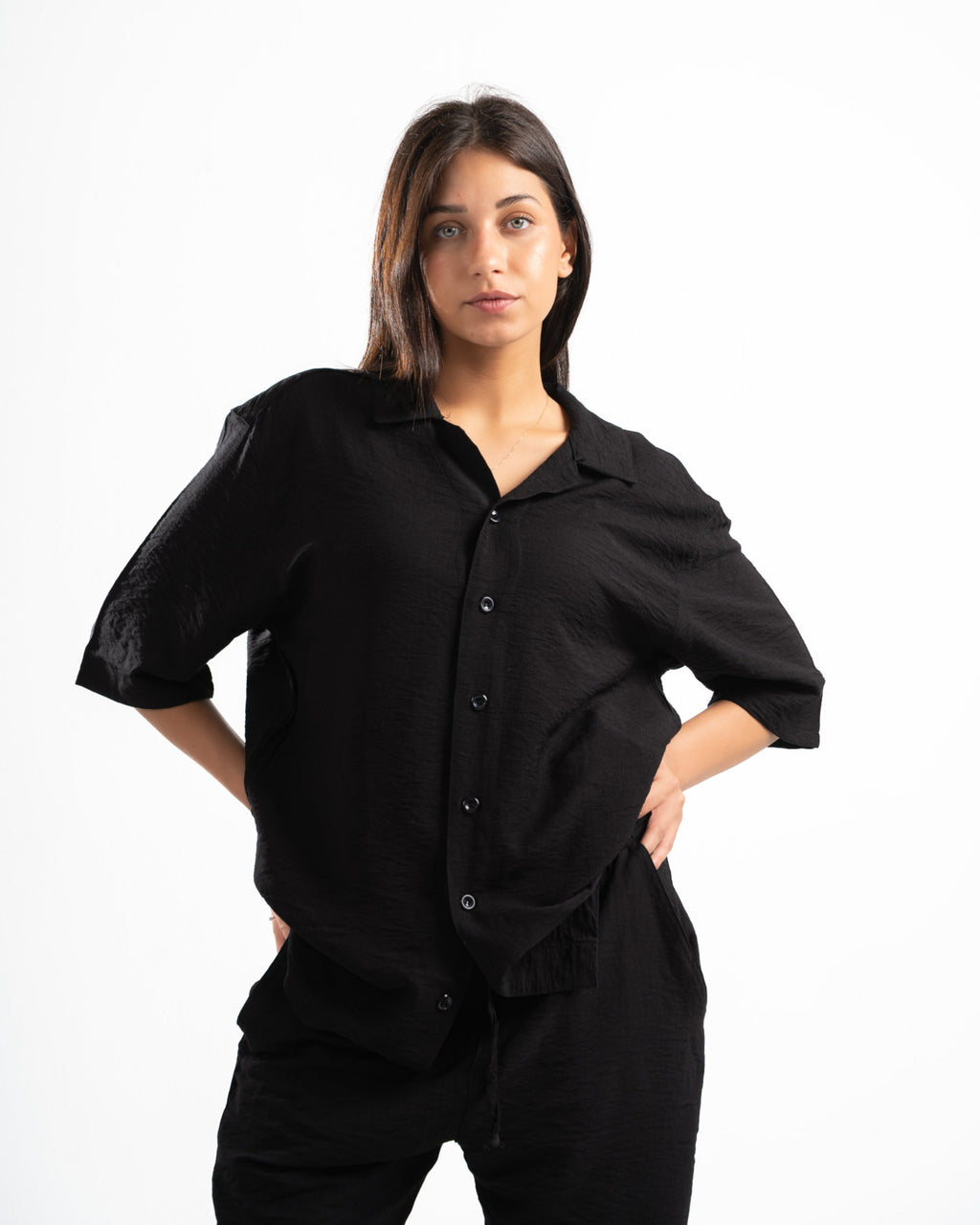 Women Black Linen Shirt