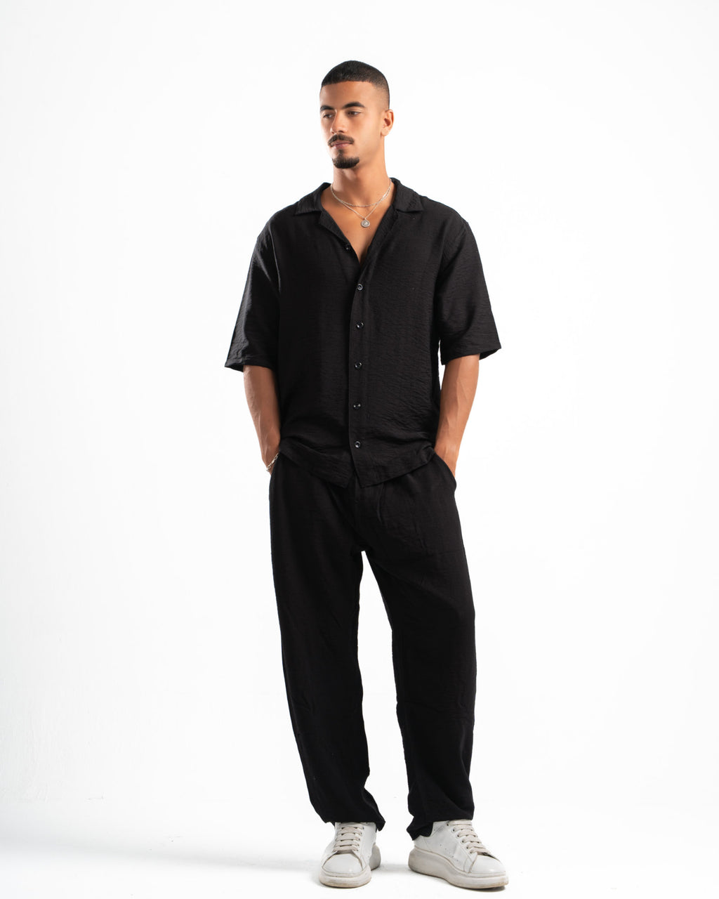 Men Black Linen Pants