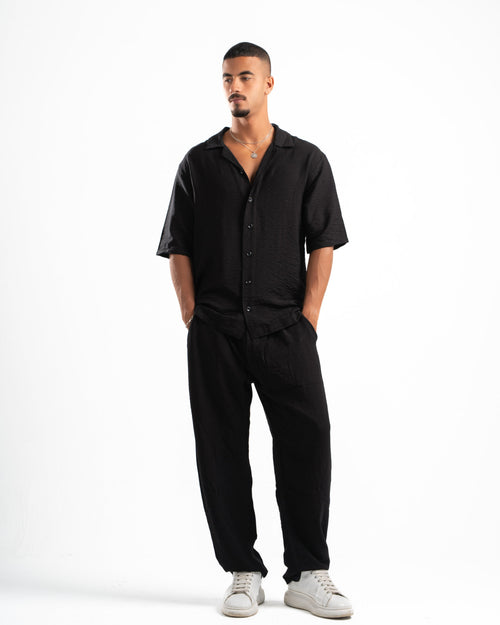 Men Black Linen Pants