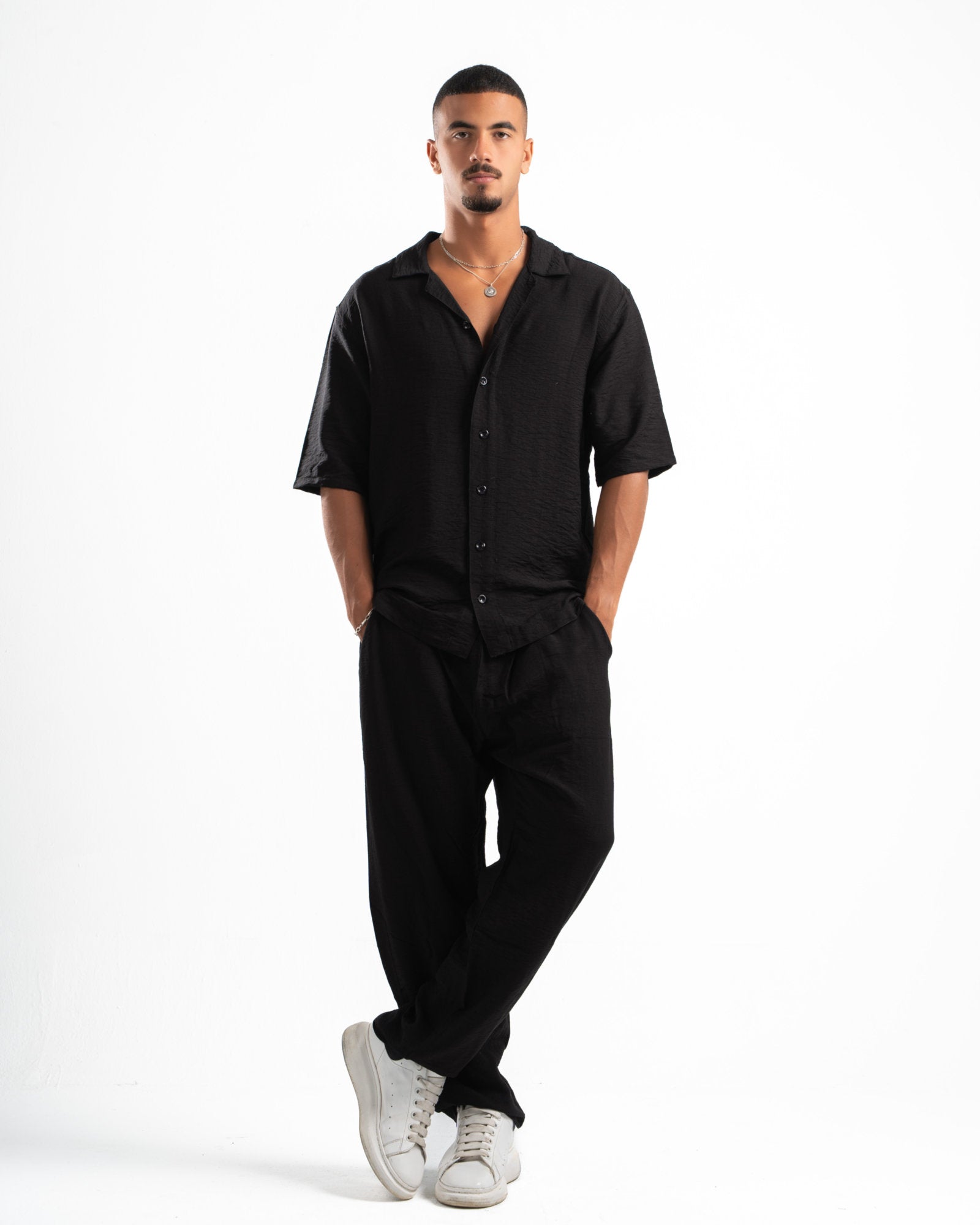 Men Black Linen Pants