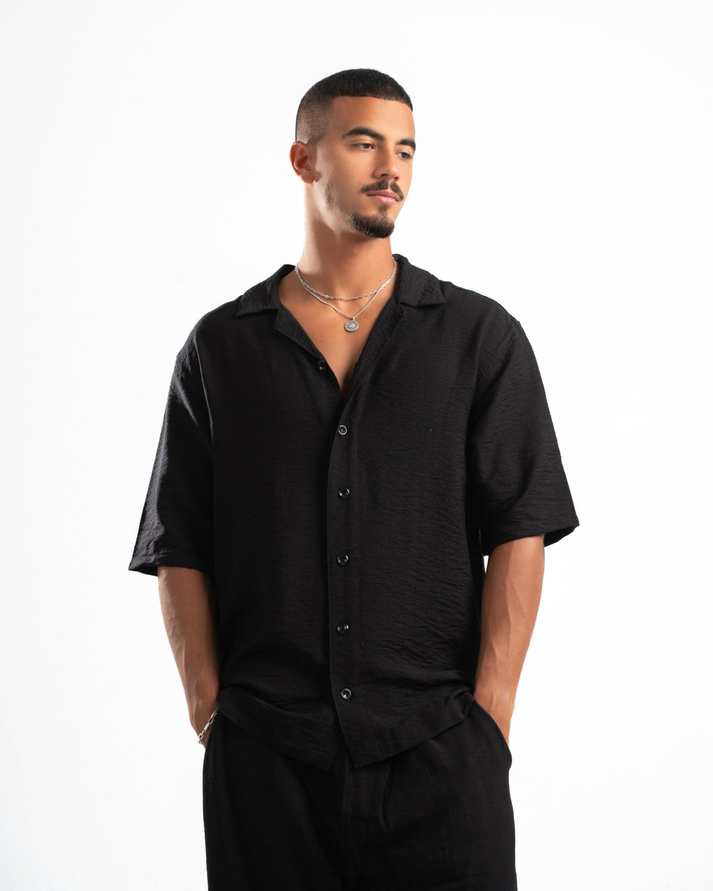 Men Black Linen Shirt
