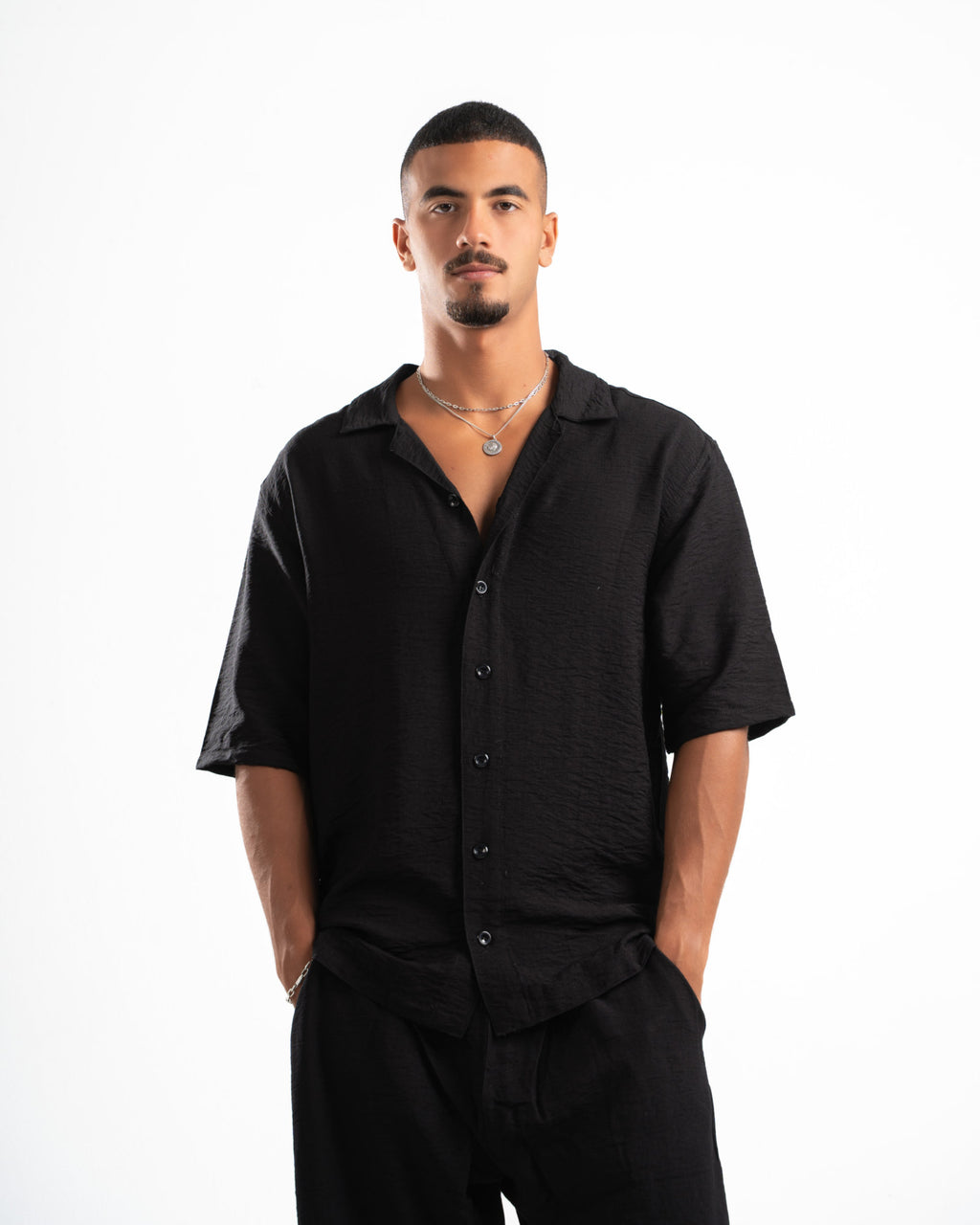 Men Black Linen Shirt