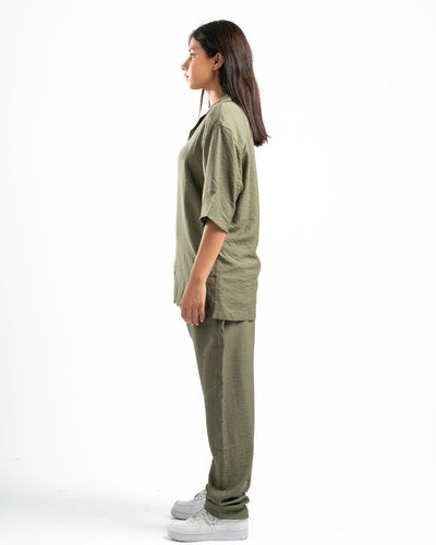 Women Olive Linen Pants