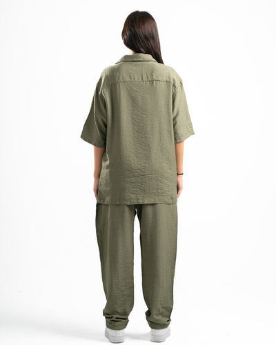 Women Olive Linen Pants