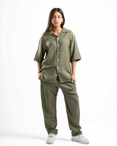 Women Olive Linen Pants