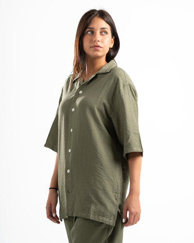 Women olive Linen Shirt