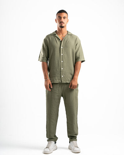Men Olive Linen Pants