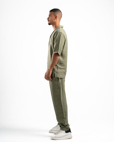 Men Olive Linen Pants