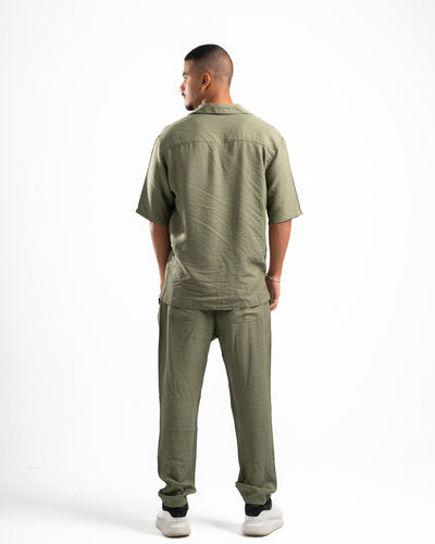 Men Olive Linen Pants