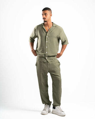 Men Olive Linen Pants