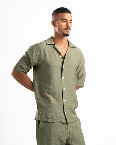 Men olive Linen Shirt
