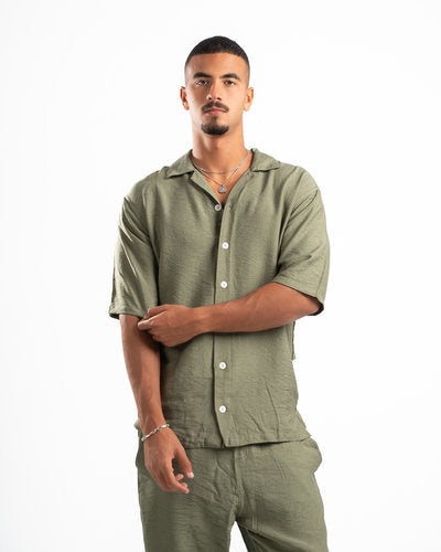 Men olive Linen Shirt