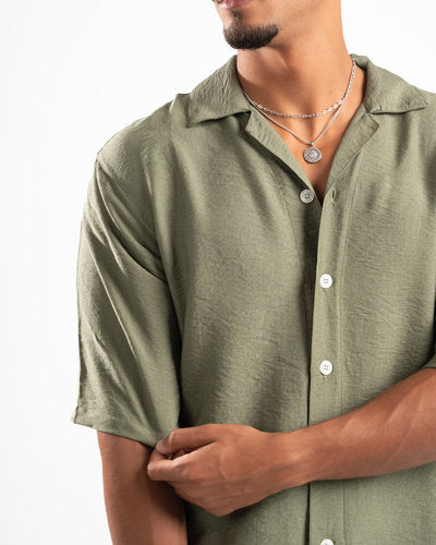 Men olive Linen Shirt