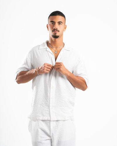 Men White Linen Shirt