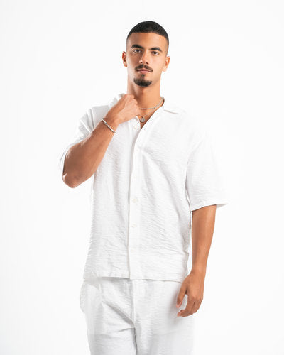 Men White Linen Shirt