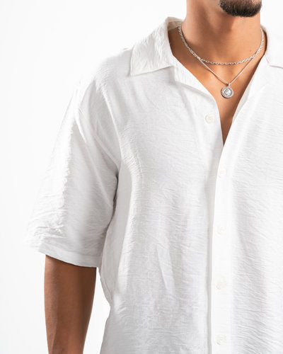 Men White Linen Shirt
