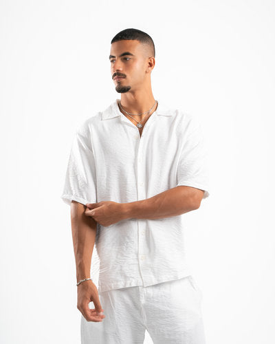 Men White Linen Shirt