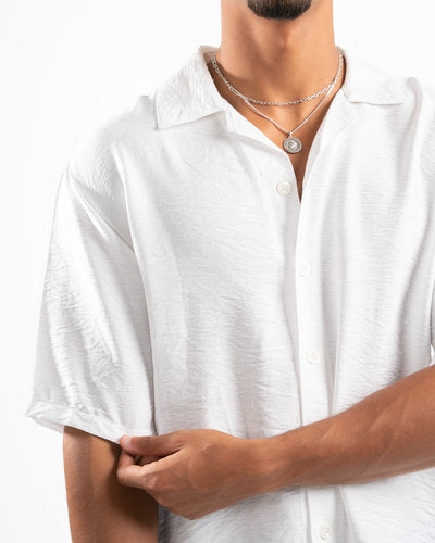 Men White Linen Shirt