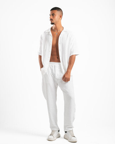 Men White Linen Shirt